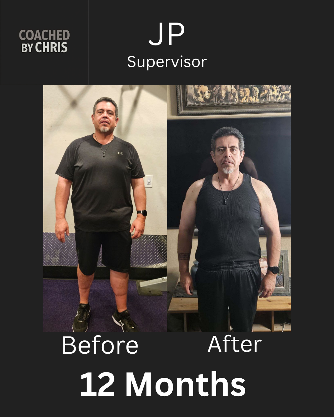 JP, supervisor, before and after 12 months of coaching
